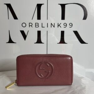 Authentic Gucci, Woman Authentic Long, Leather Wallet, Burgundy Brown Color